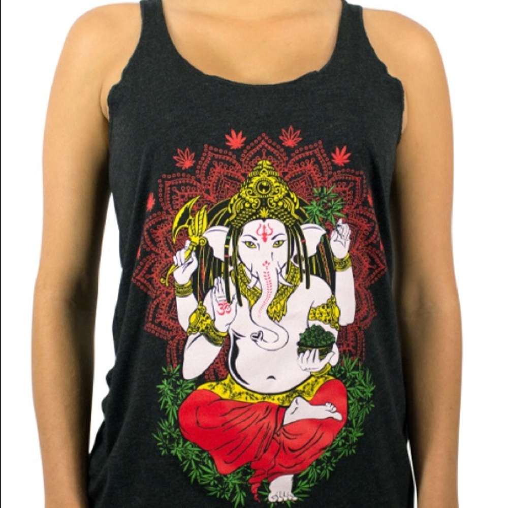 The Rasta Ganesha tank top. By artist @rosariopsy
